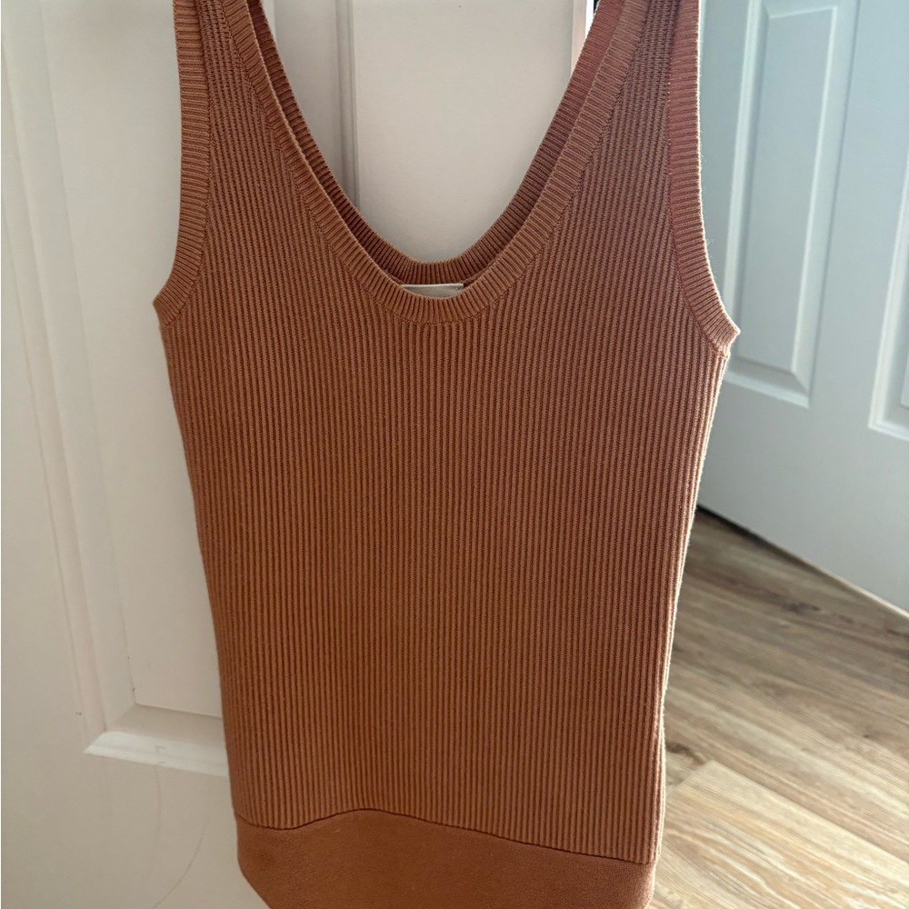 Abercrombie & Fitch Orange Ribbed Sleeveless Bodysuit